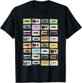 Cassette Tapes Mixtapes 1980s Radio Music Graphic Print T-Shirt Small