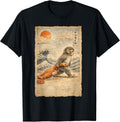 Kawaii Baby Monkey Punch Japanese Ukiyoe Vintage Art T-Shirt