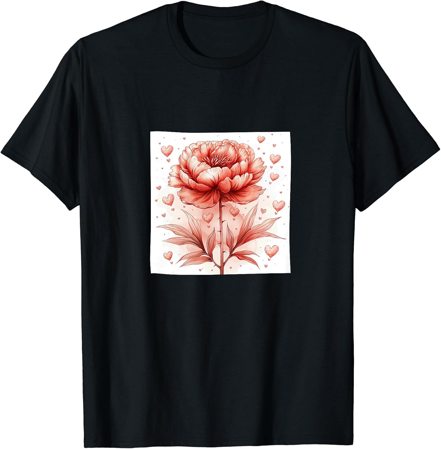 Peony Flowers With Hearts Around Merch