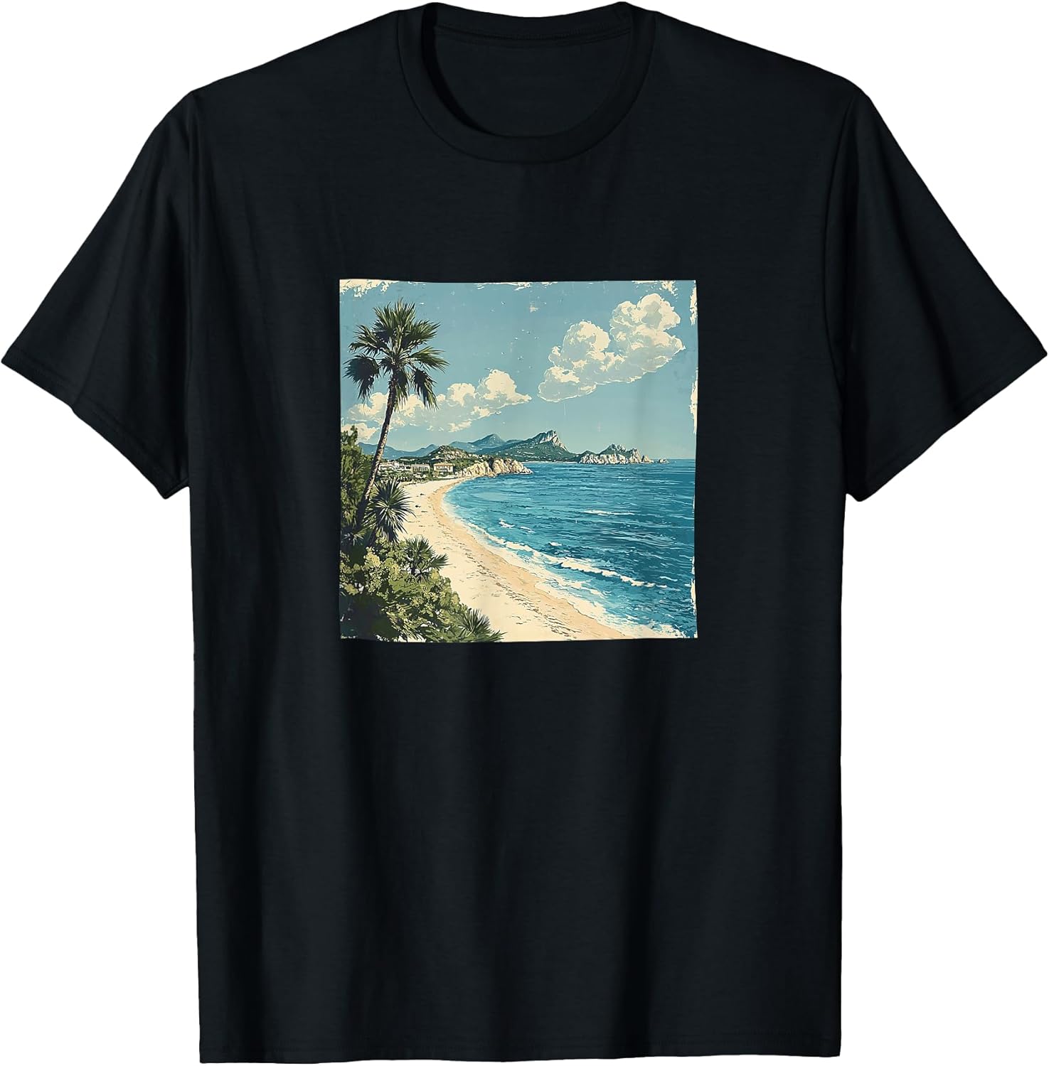 Mediterranean Coastline Vintage Landscape Merch