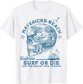 Surfer Skull Graphic Surf Or Die Vintage Wave Ride