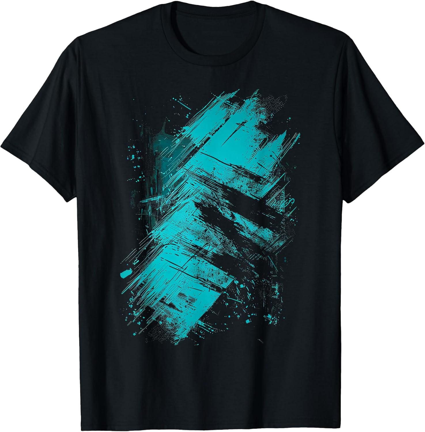 Teal and Black Grunge Graphic T-Shirt