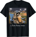 Funny Raccoon Ballfield Baseball Field I Live Here Now T-Shirt