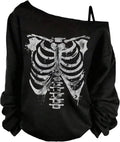 Women's Off The Shoulder Graphic T Shirts Gothic Long Sleeve Tops Y2k Tops