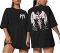 Goth Grunge Streetwear Shirts for Women Gothic Punk Cross Shirt Oversized Graphic Y2k Tees Cotton Short Sleeve Top