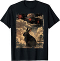 Vintage Japanese Scenery Cute Rabbit Kanji Japan Graphic Art T-Shirt