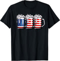 Beer American Flag 4th of July Men Women Merica Drinking USA T-Shirt