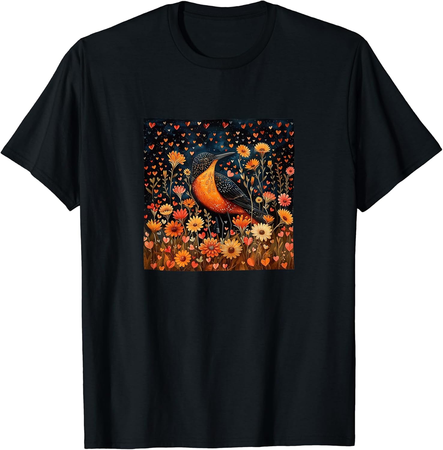 Curlew Flowers With Hearts Around Boho Merch
