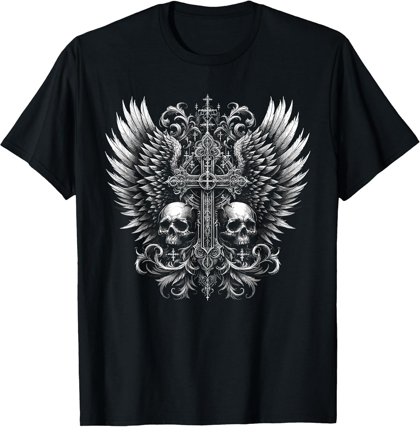 Emo Y2K Grunge Aesthetic Alt Goth Skull Cross Gothic T-Shirt