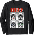 Retro Cat Rock Music Concert Band Men Kids Women Funny Cat Long Sleeve T-Shirt