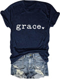 Christian Shirt Women Grace Minimalist T-Shirt Christian Faith Graphic Tees Religious Believers Short Sleeve Top