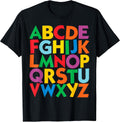 Colorful Uppercase Letters Alphabet Learn ABCs boy Girl Kids T-Shirt Small
