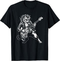 Punk Rock Cat Playing Bass Guitar Cool Musician Graphic T-Shirt