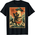 Kawaii Cat Alien UFO Ramen Funny Graphic Tees