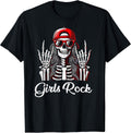 Girls Rock, Rock'n Roll Girl, Skeleton Rocker Cool Punk Rock T-Shirt