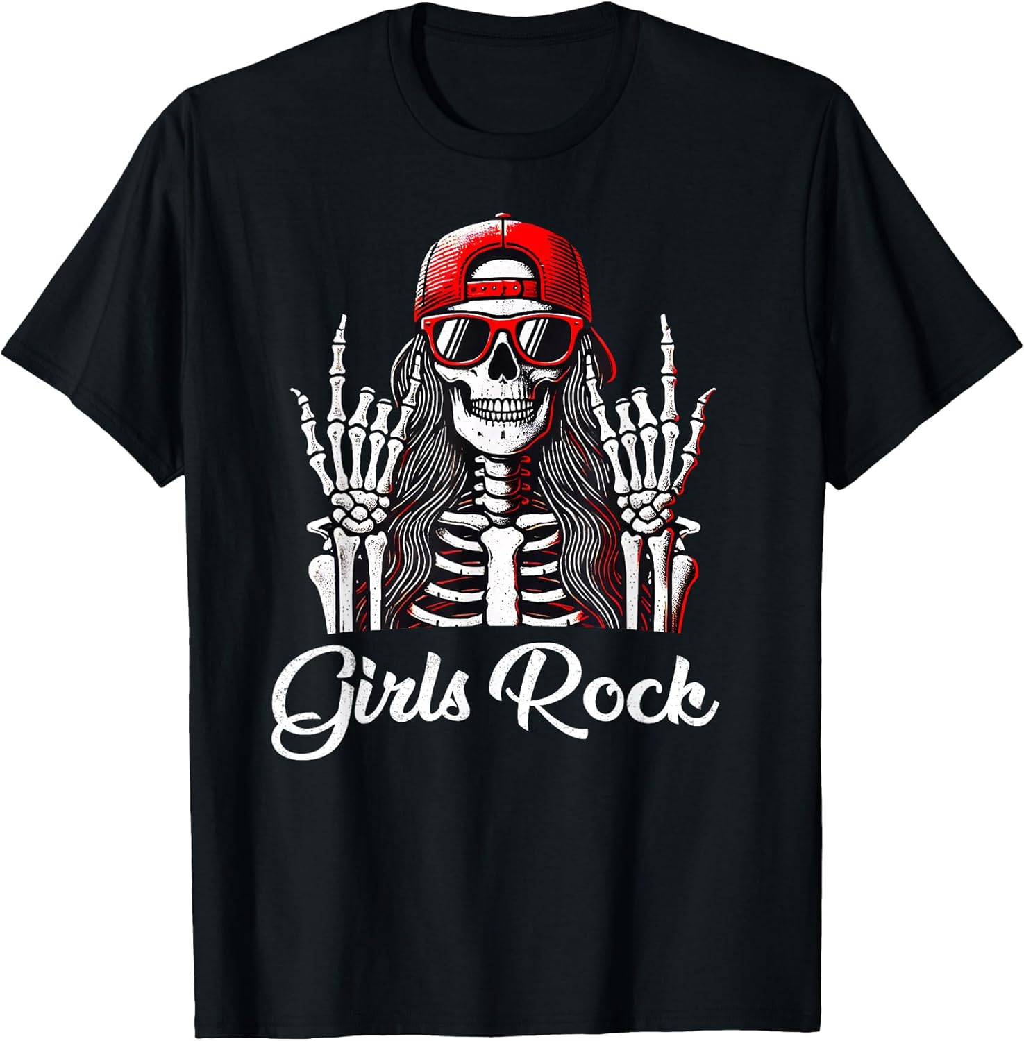Girls Rock, Rock'n Roll Girl, Skeleton Rocker Cool Punk Rock T-Shirt