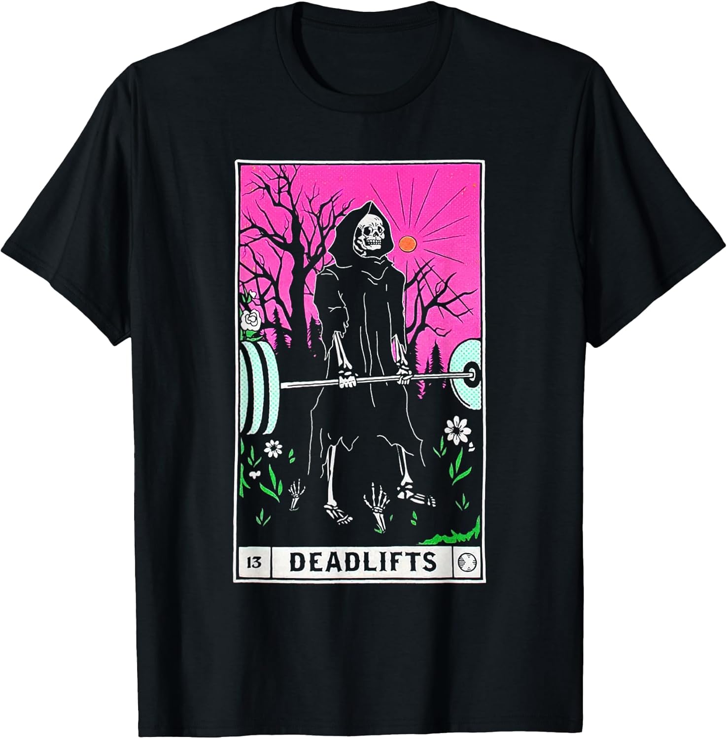 Funny Tarot Card Deadlifts Gym Workout Occult Reader Black T-Shirt - Classic Fit