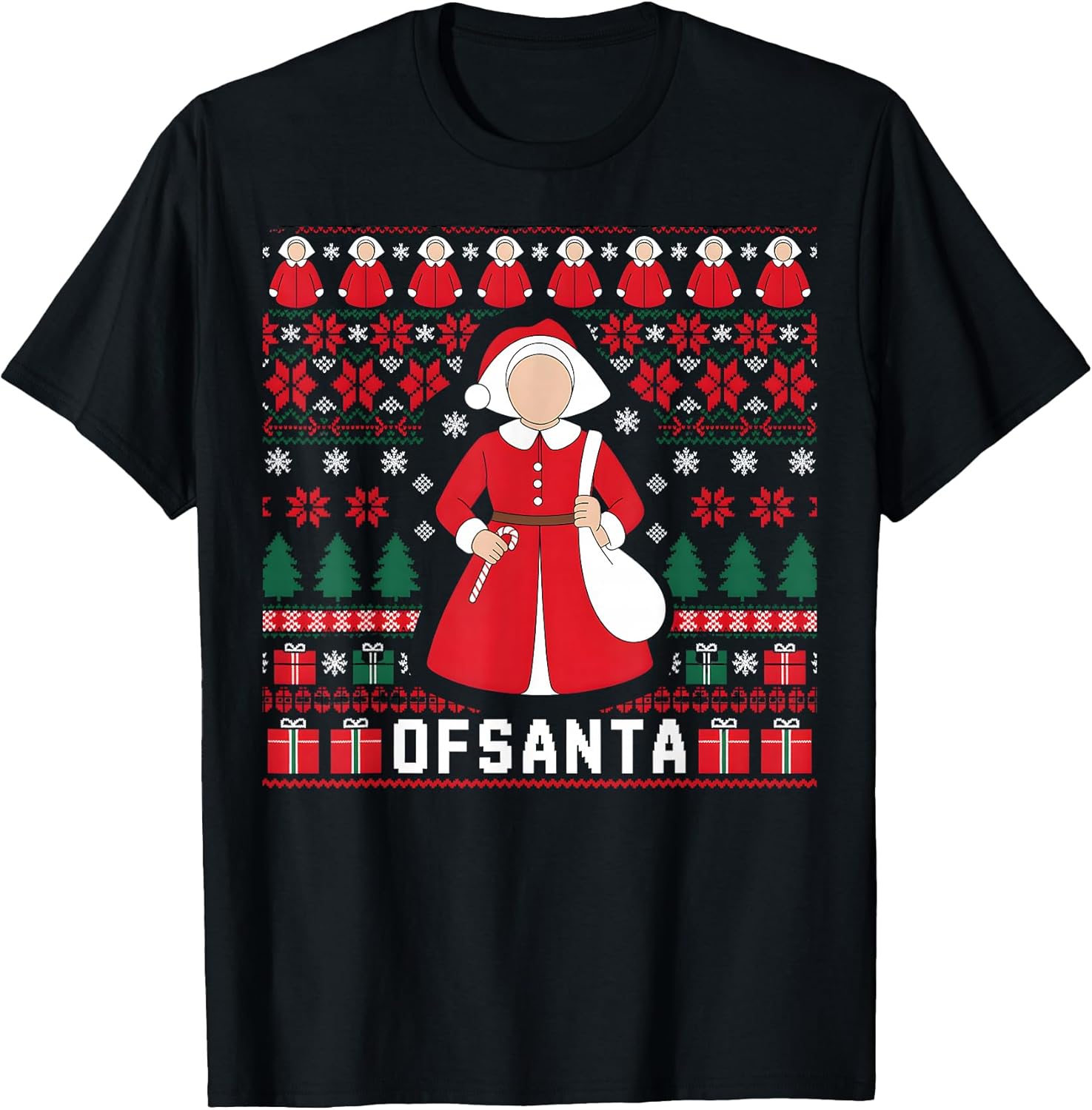 Handmaid Santa Holiday Knit Pattern tee