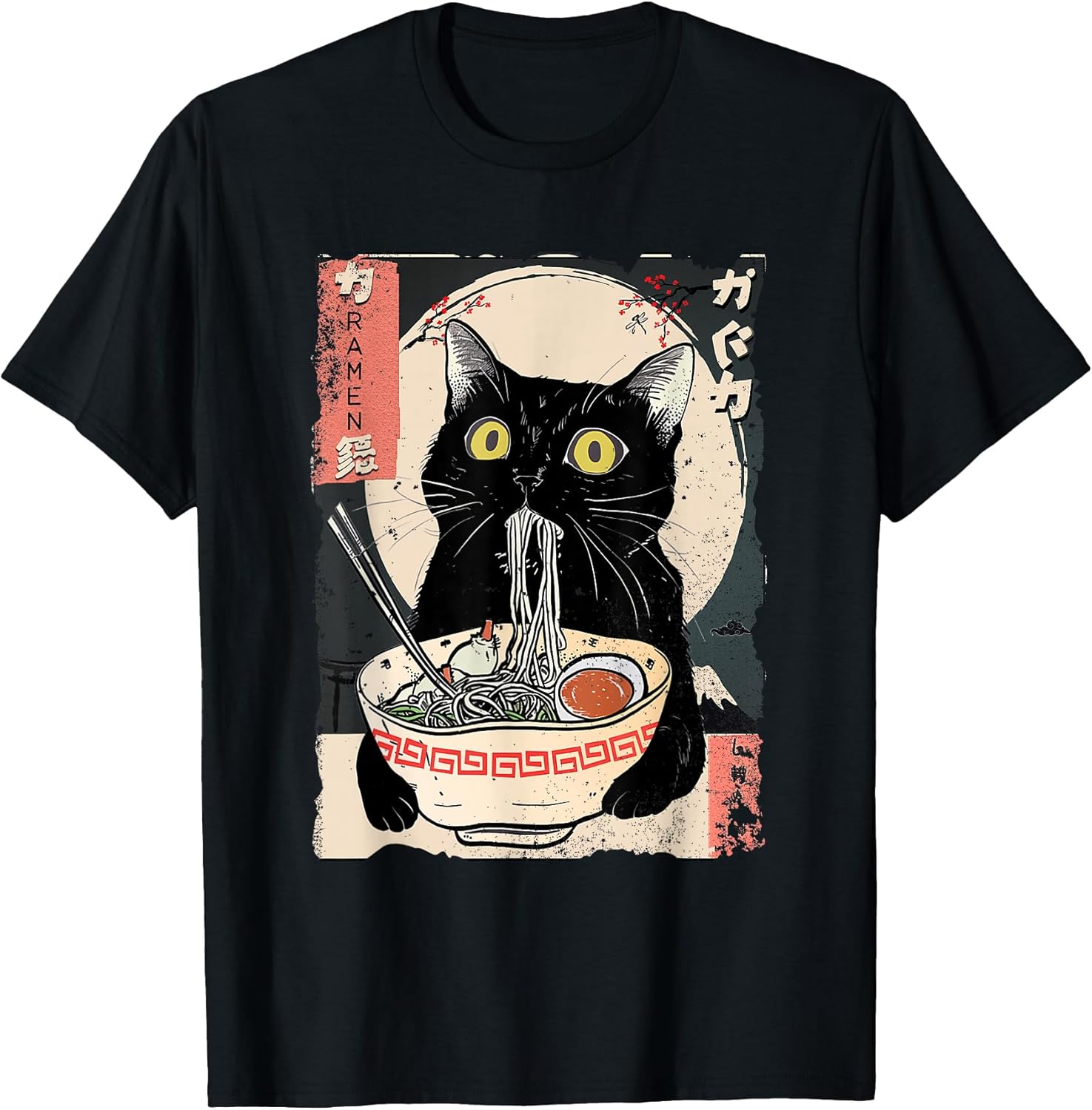 Cat Eating Ramen Vintage Japanese Noodles