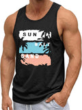 Mens Sleeveless Tank Tops Graphic Workout Muscle Gym T-Shirts Hawaiian Printed Summer Beach Vacation Tops