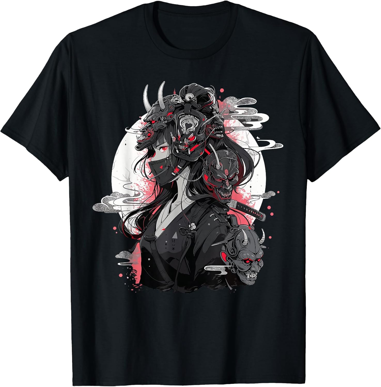 Anime Girl Gothic Waifu Japanese Kawaii Otaku Oni Mask T-Shirt