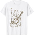 Minimalist Harajuku Kitsune Shamisen Japanese Fox T-Shirt