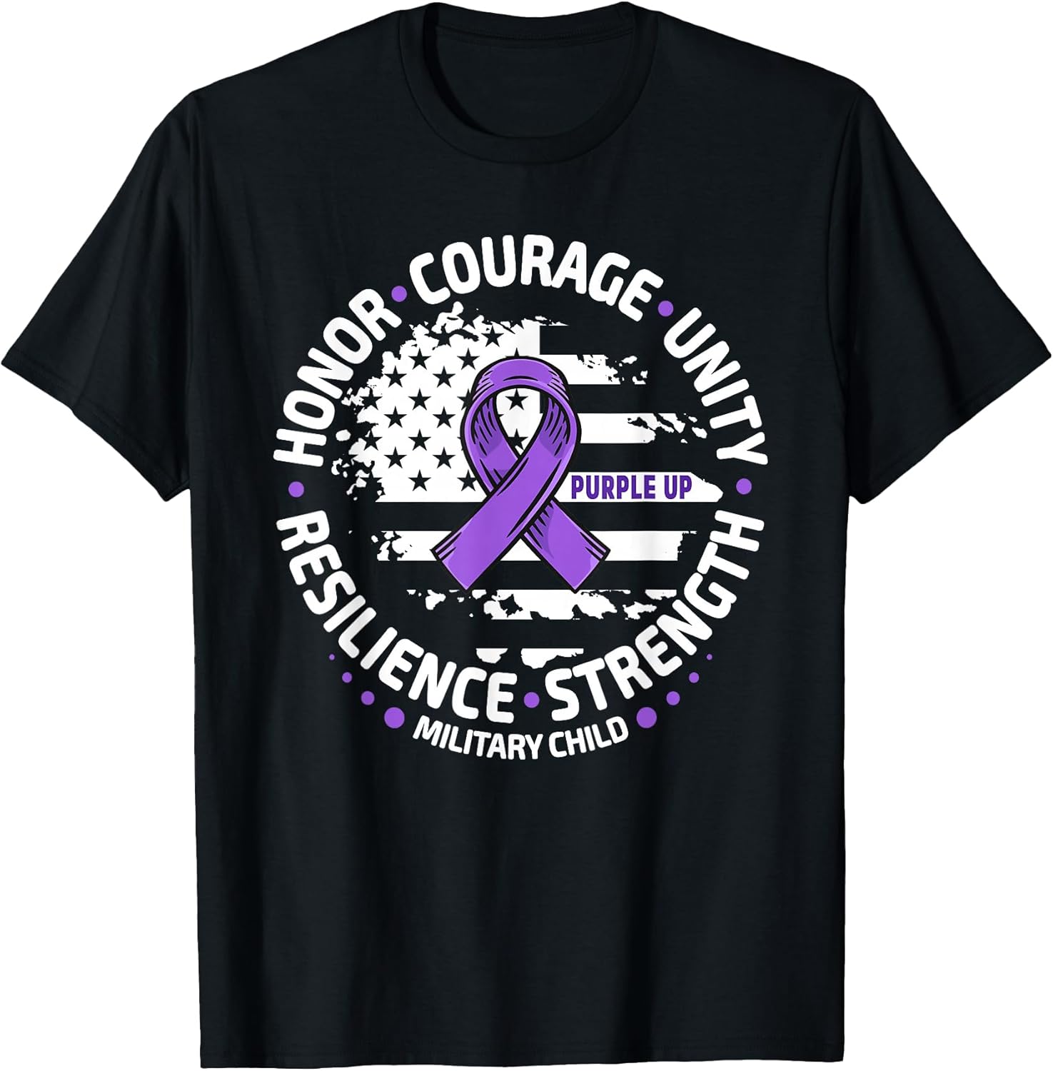 Purple Up for Military Kid Us Flag Cool Military Child Month T-Shirt