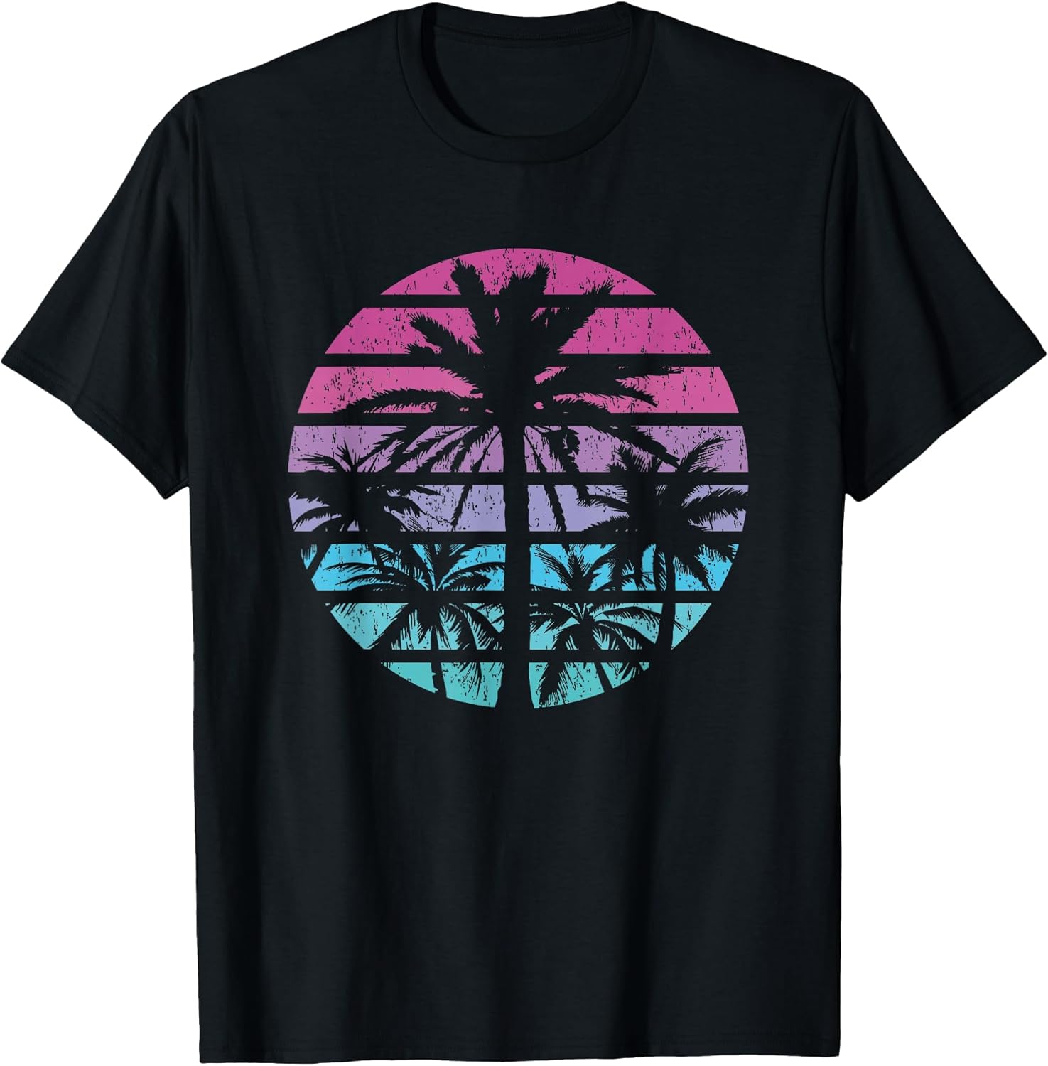 Palm Tree Retro Sunset Summer Beach Vintage Tropical Graphic T-Shirt