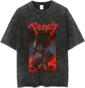 Y2K Tops Men's 90s Vintage Berserk Anime Graphic Shirts Summer Casual Tee Streetwear Harajuku Top Tshirt (1,L,Large)