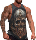 Graphic Tees for Men Skull Tank Tops for Men Sleeveless Cotton Shirts for Men Over Sized Cutoff Shirts for Men Quick Dry Bodybuilding Tank Tops for Men Muscle Shirts S