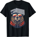 Retro Bear with Cheese Grater Hat and Sunglasses Sunset Art T-Shirt