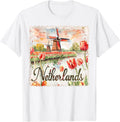 Netherlands Vacation Watercolor Travel Stamp