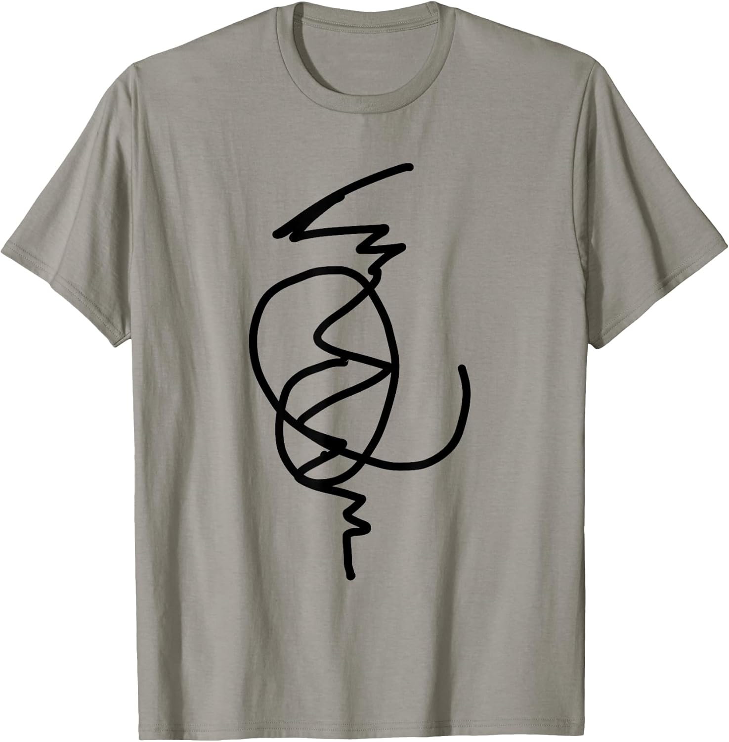 Face Abstract Line Art Drawing Minimalist Modern Grey T-Shirt