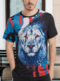 Summer Men's 3D Roaring Lions T-Shirt - Abstract Artistic Streetwear Tee for Hip Hop, Bikers & Urban Fashion XXL