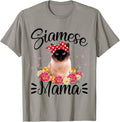 Cute Siamese Mama Flower Graphic Cat Lover Mother's Day T-Shirt for Men Women Kids