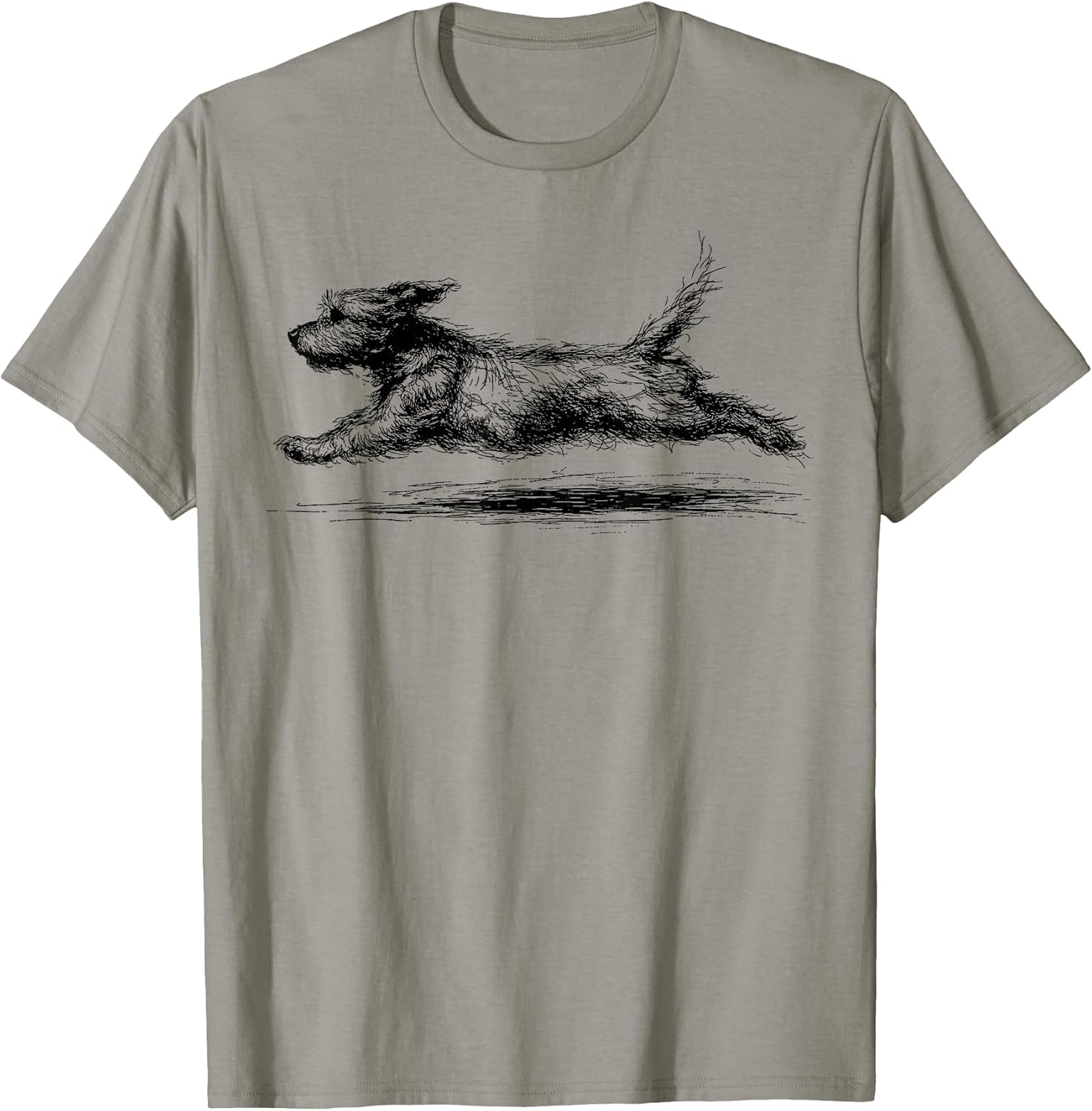 Retro Running Dog Sketch Sketch Minimalist Art T-Shirt