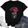 Women Funny Shirts Novelty Skull Graphic Tees Vintage Skeleton Tshirt Casual Gothic Short Sleeve Holiday Tops