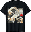 Japanese Great Wave Black Cat Bruh Funny Art Men Women Kids T-Shirt