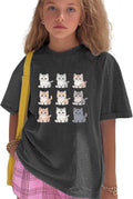 Girls Graphic Shirts Cat Lover Cute Graphic T-Shirt Oversized Soft Casual Tee for Kids Cat Girl Boys Summer Top