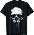 Skull Grunge Black White Art Graphic Women Men T-Shirt