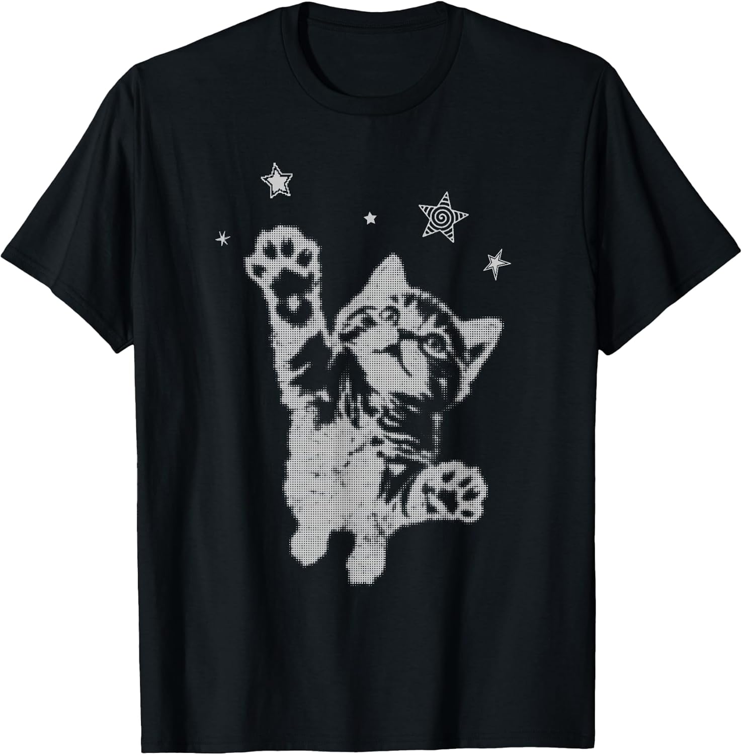 Y2K Cat Jumping Stars Silly 90s 2000s Grunge Vintage Graphic T-Shirt