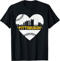 Pittsburgh Lovers Skyline Retro Baseball Heartbeat Men Women T-Shirt