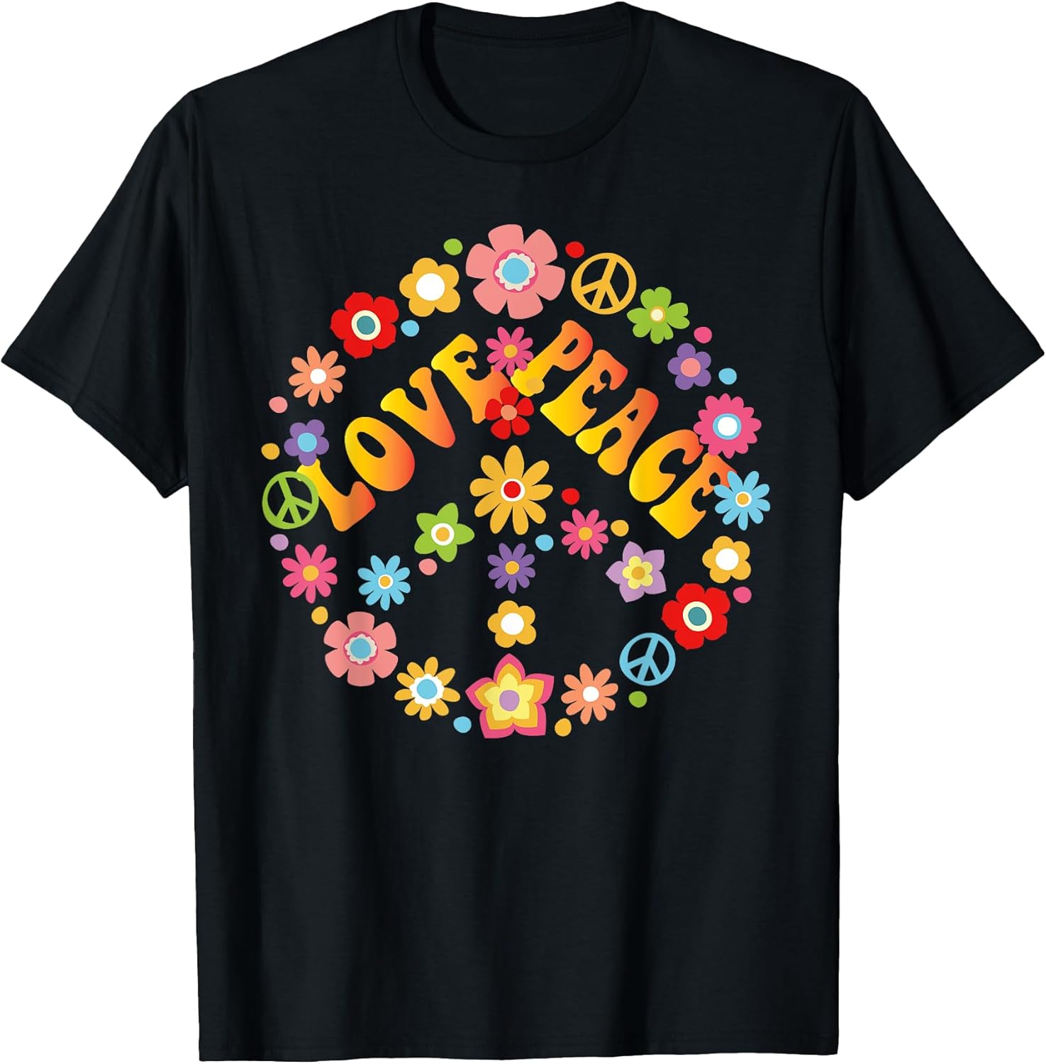 Peace Sign Love 60s 70s Tie Die Hippie Costume Shirt T-Shirt