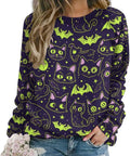 Oversized Long Sleeve Halloween Sweatshirts for Women Cute Ghost Graphic Shirts Crewneck Loose Fit Pullover Sweatshirt