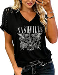 Rock and Roll Shirt Women Casual Country Music Tshirt Classic Rock Concert Outfits Vintage Nashville Graphic Tee Top