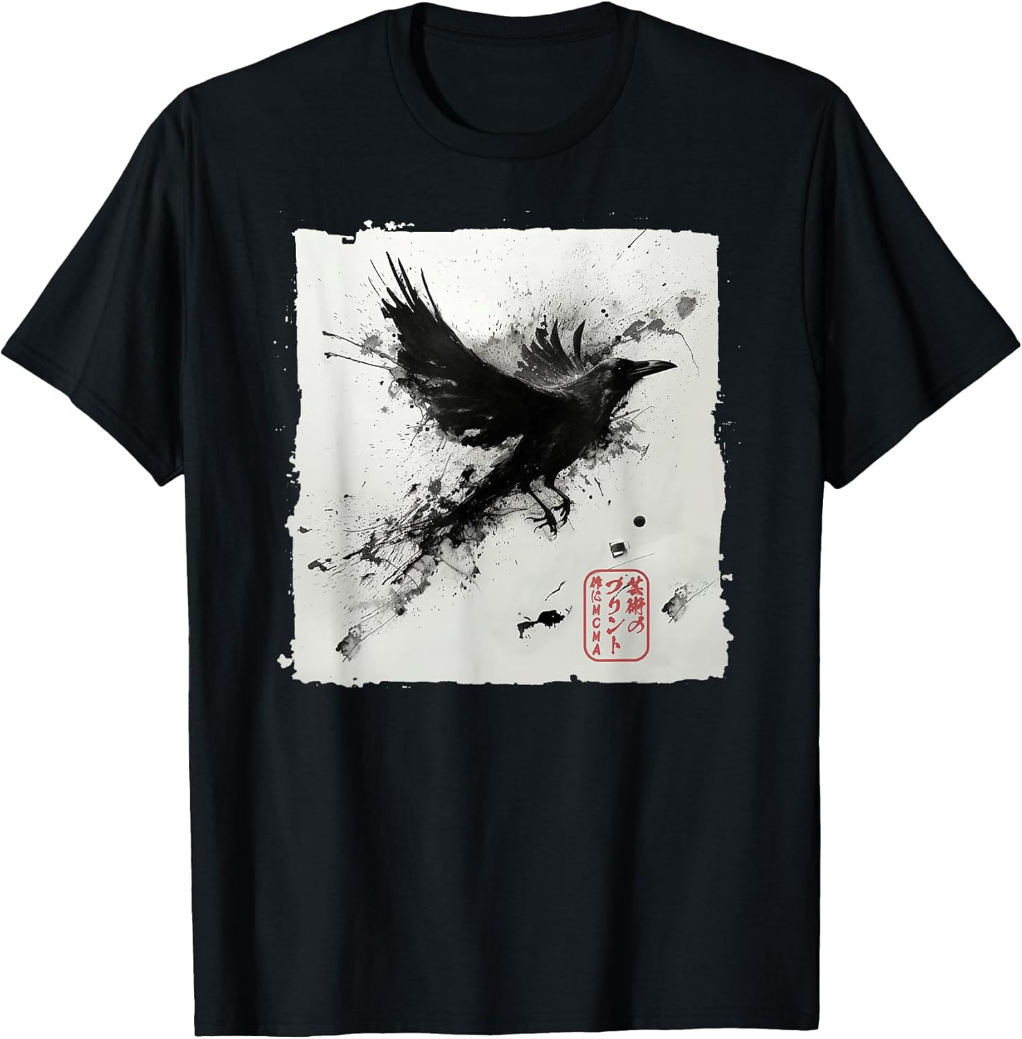 Japanese Art Ink Raven/Crow - Men, Women, Kids Graphic T-Shirt
