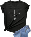 Women's V-Neck Summer Casual Letters Printed Short Sleeves Graphic T-Shirt