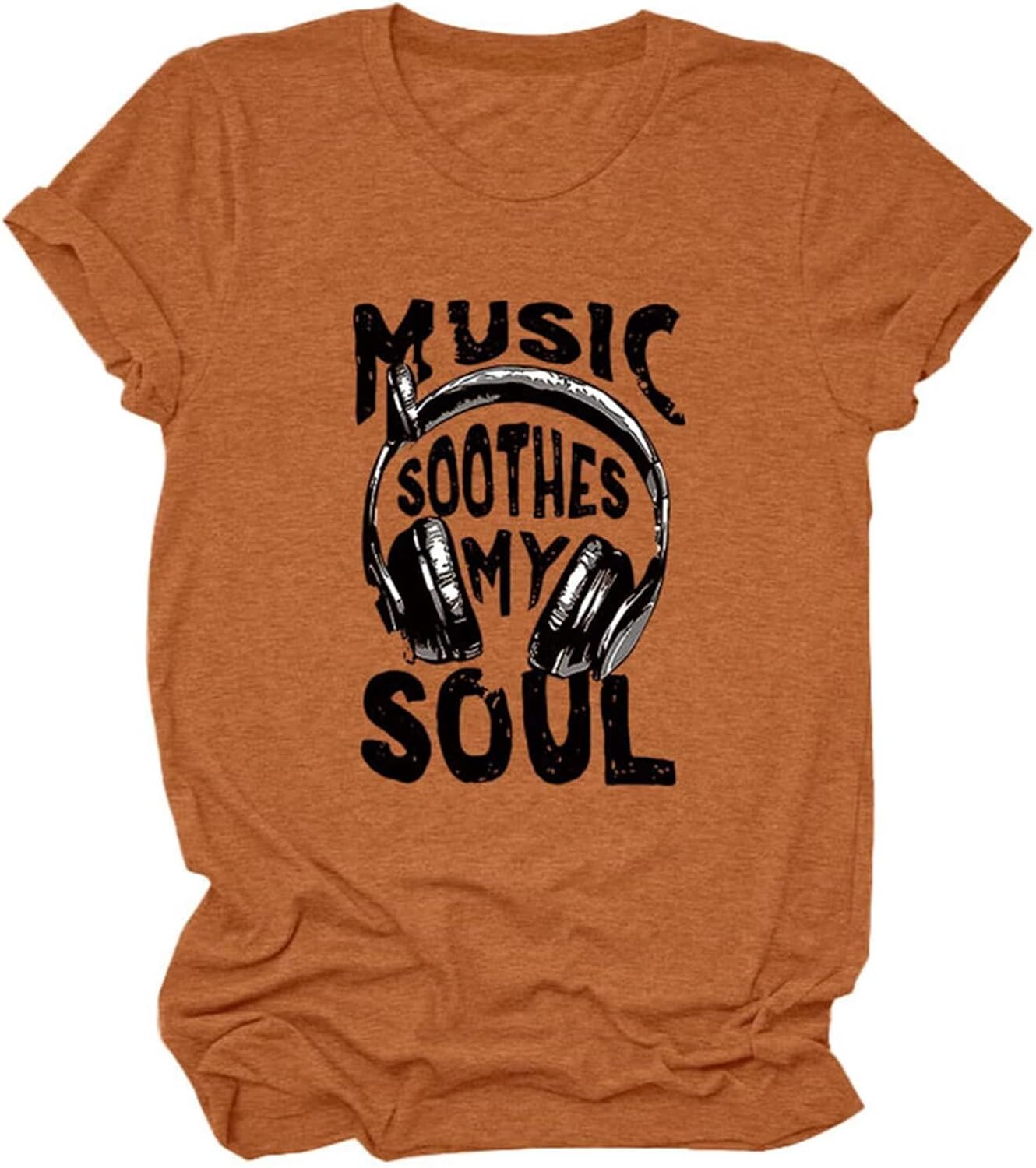 Rock Band T-Shirt Women Music Soothes My Soul Shirt Funny Headset Graphic Tee Country Concert Short SleeveTop