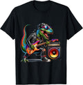 Funny Punk Dinosaur, Rock'n Roll Goth Dino, Guitar Band T-Shirt