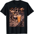 Funny Cool Pitbull Dog Drinking Iced Coffee Animal Lover T-Shirt